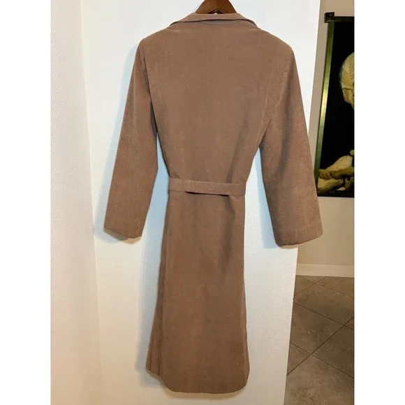 Vintage Charles Klein Ultrasuede Trench Coat Belted Longline Neutral Women's - Picture 2 of 6